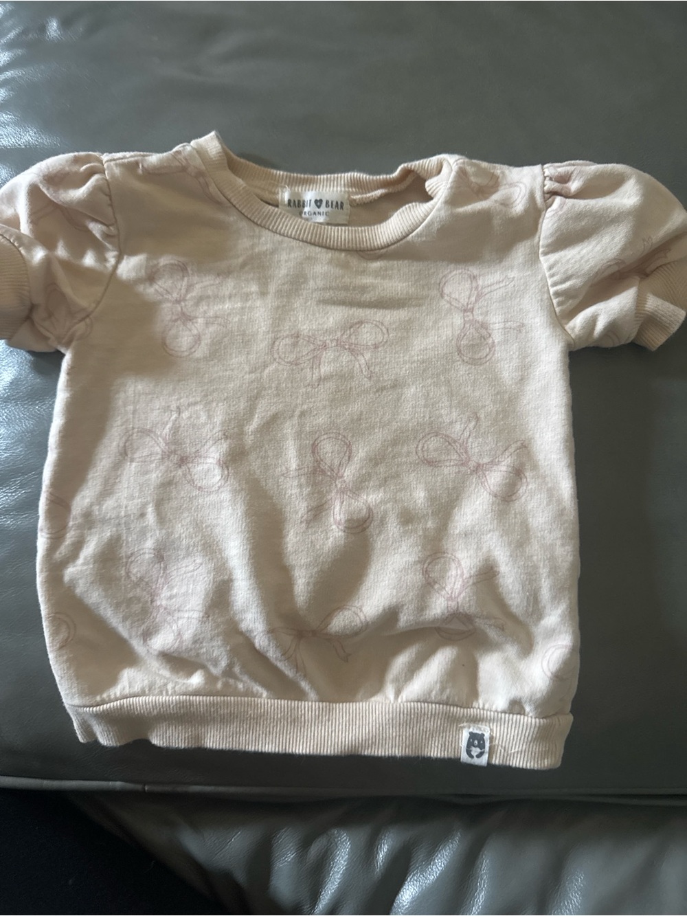 Rabbit and Beat  Pale Pink Puff-Sleeve Girls Top